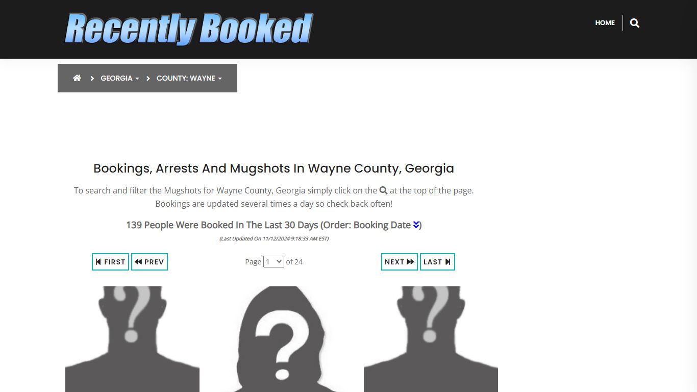 Bookings, Arrests and Mugshots in Wayne County, Georgia - Recently Booked