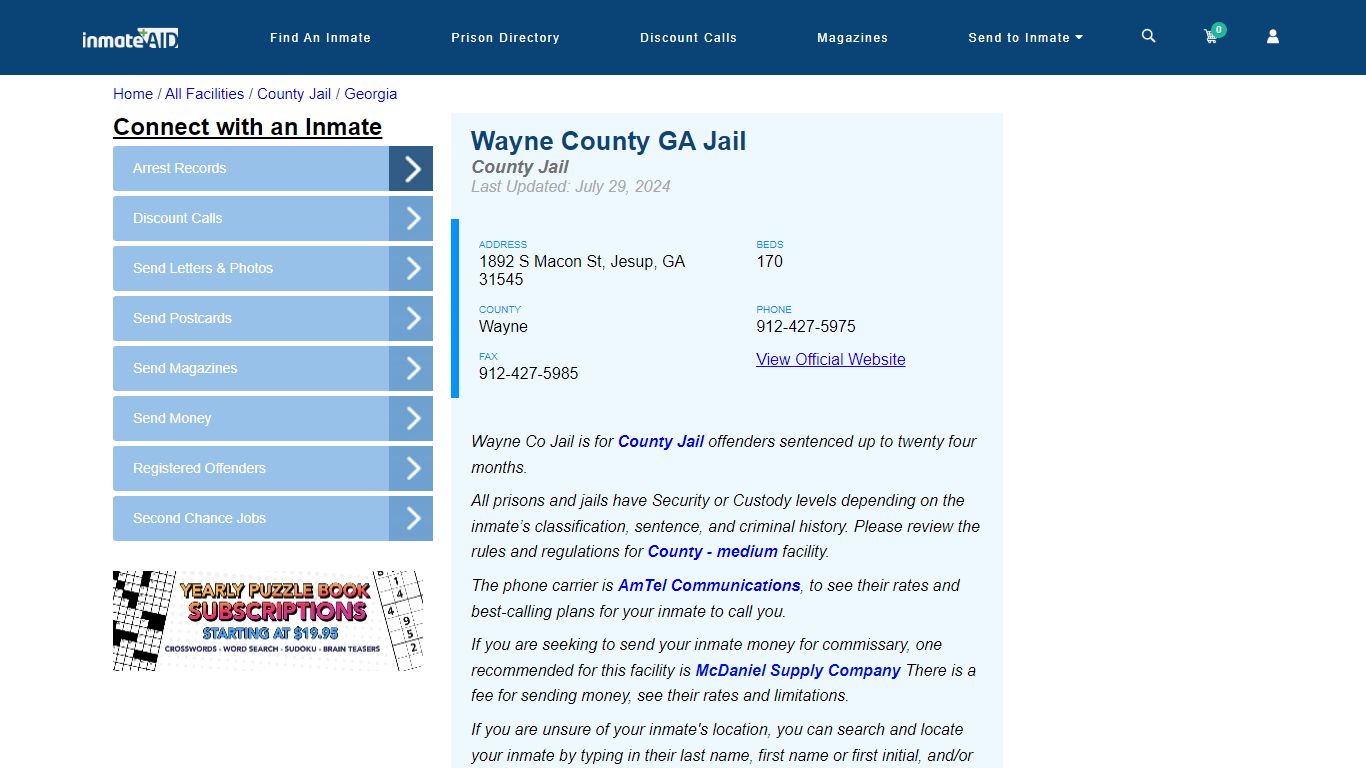 Wayne County GA Jail - Inmate Locator