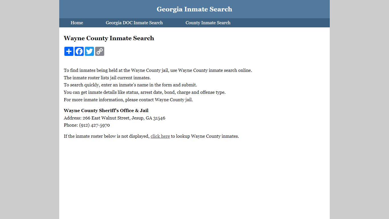 Wayne County Inmate Search