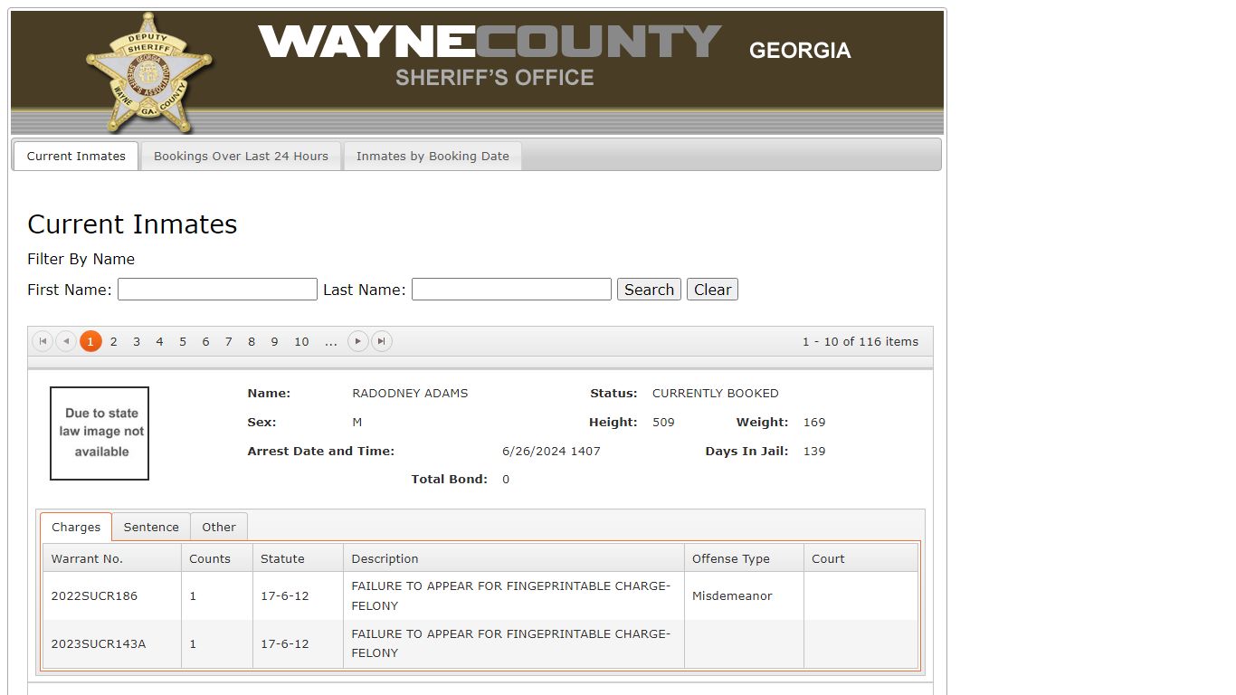 Wayne County GA Inmate Information - offenderindex.com