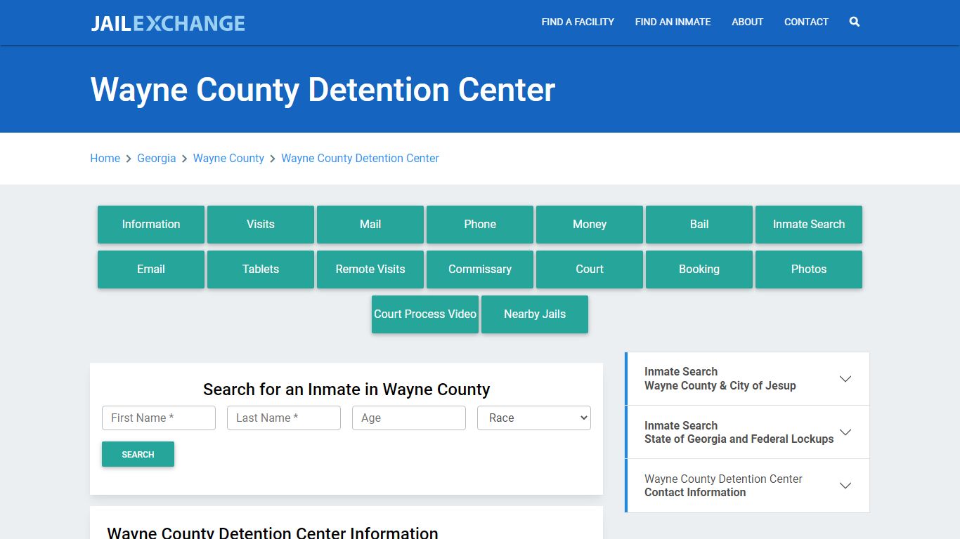 Wayne County Detention Center Roster Lookup, GA, Inmate Search